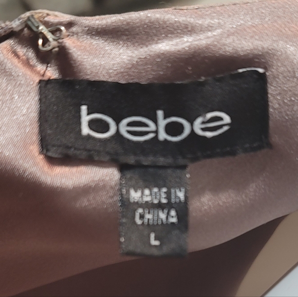 Bebe “Robbie” 100% Silk Cocktail Evening  Cowl Neck Dress Size Large - Picture 8 of 8